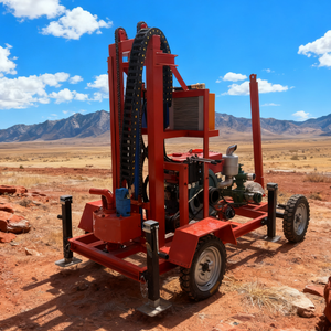 小型ロックバスターR100ディーゼル式タイヤマウントポータブル水井戸掘削リグエンジンポンプモーターMax.300m掘削深さ - Product Image 5