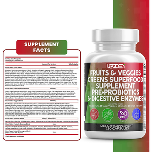 Superfood Capsules de probiotiques pour fruits et légumes avec prébiotiques Enzymes digestives Capsule de probiotiques naturels Supplément tout-en-1 - Product Image 4