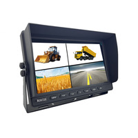 Monitor dividido cuádruple retrovisor para coche TFT LCD de 9 ", control remoto, 4 canales, Conector de 4 pines, entradas de vídeo a prueba de golpes, 1/2", 1/2/2"