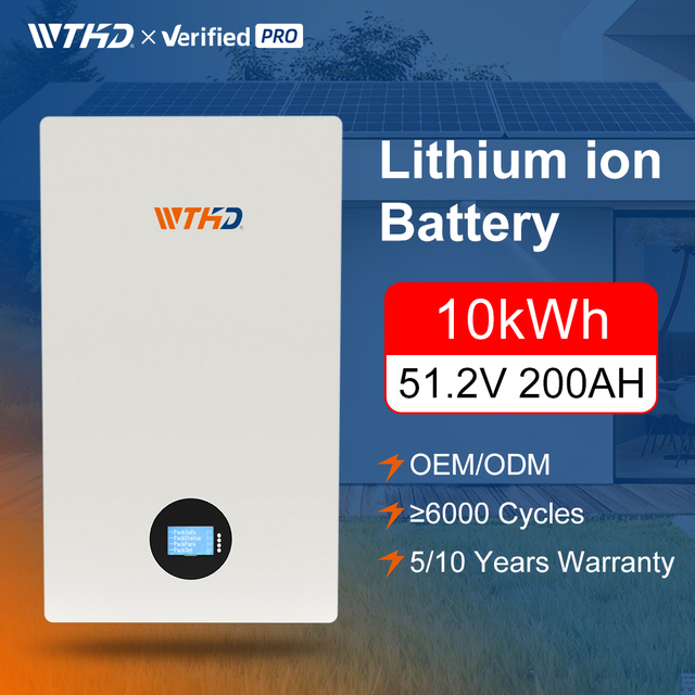 Wall Mounted 51.2V 200Ah Lithium Iron Phosphate Battery 10KWh Lifepo4 Batteries for Home Use Low Voltage
