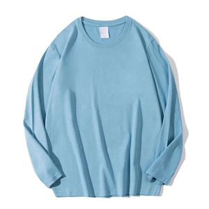 Camiseta de <span class=keywords><strong>Hombre</strong></span> de Algodón 100% de Alto Gramaje al por Mayor con Dobladillo Curvo, <span class=keywords><strong>Manga</strong></span> <span class=keywords><strong>Larga</strong></span>, Logotipo Personalizado Impreso y Bordado, Talla Grande, Tejido - Product Image 6