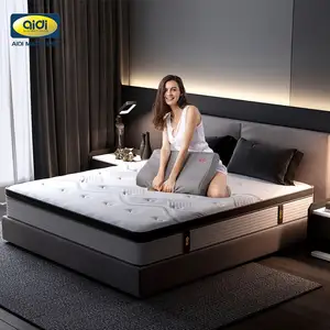免费样品床垫Colchone豪华大床床垫12英寸7区口袋线圈乳胶弹簧记忆泡沫床垫带盒