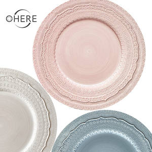 Großhandel Hochwertiges Spitzen-Porzellan-Geschirrset Luxuriöses Catering Elfenbein Modern 13-Zoll Platzteller für Hochzeiten - Product Image 5