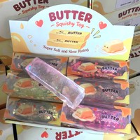 Bâton de beurre de fromage souple et transparent avec ruban pailleté, jouet anti-stress en TPR pour enfants et adultes