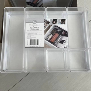 6-delige Doorzichtige Vierkante Lade Organizer Set Multi-Size Trays Voor Kleine Make-Up Ijdelheid Opslag Bureau Verdelers Tafelgerei - Product Image 1