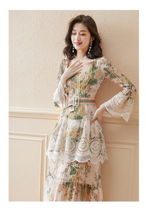 Nuevo vestido largo <span class=keywords><strong>elegante</strong></span> <span class=keywords><strong>para</strong></span> <span class=keywords><strong>mujer</strong></span>, vestido con estampado Floral de gasa, atractivo vestido ajustado de <span class=keywords><strong>pastel</strong></span> <span class=keywords><strong>para</strong></span> damas - Product Image 4