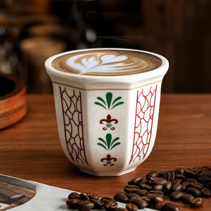 Nouvel arrivage de tasses à café Cawa <span class=keywords><strong>Kawa</strong></span> en céramique porcelaine à usage familial de style arabe de luxe traditionnel unique - Product Image 4