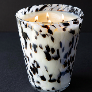 Pot à bougie cylindrique en verre cristal avec des taches noires, résistant à la chaleur, fait main, décoration de Noël pour la maison, porte-bougie votif - Product Image 1