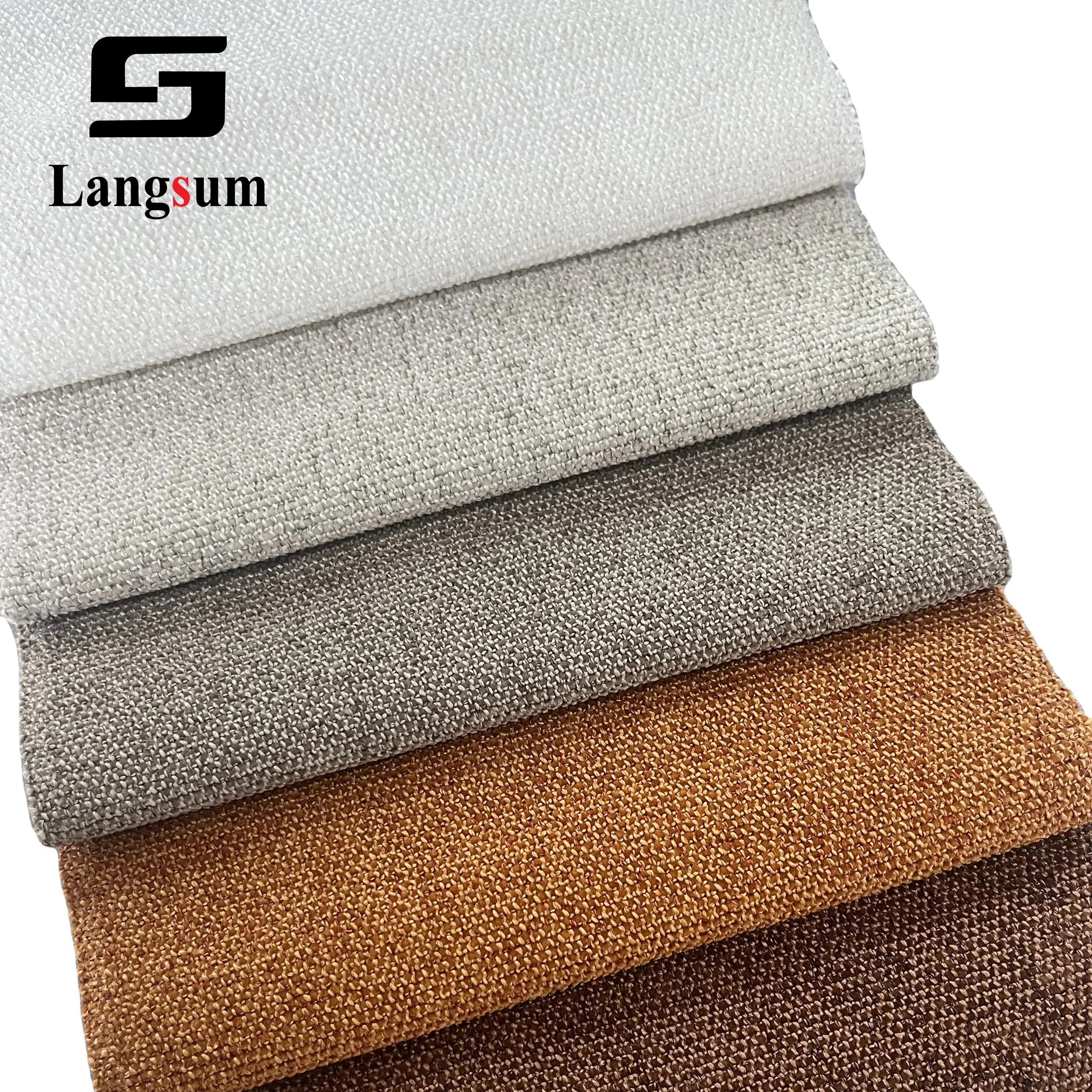 Langsum # Màu đỏ # chất lượng tuyệt vời của 100% Polyester dệt Chenille vải cho sofa 100% nhà dệt vải