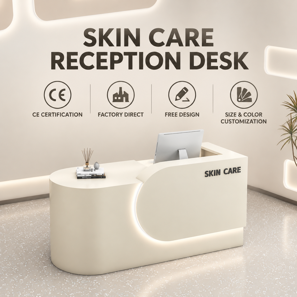 Simple Cream-Color MDF Multifunctional Commercial Reception Desk for ...