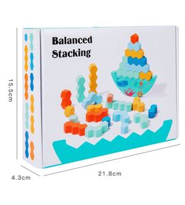 Jeu éducatif coloré de tri des nombres, blocs en bois à empiler, jeu d'équilibre avec dés pour enfants - Product Image 6