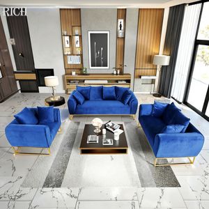 आधुनिक लक्जरी मखमली कपड़े सोने की धातु अवकाश सोफे घर के रहने वाले कमरे होटल हॉल लॉबी कार्यालय किराये की घटना फर्नीचर - Product Image 2