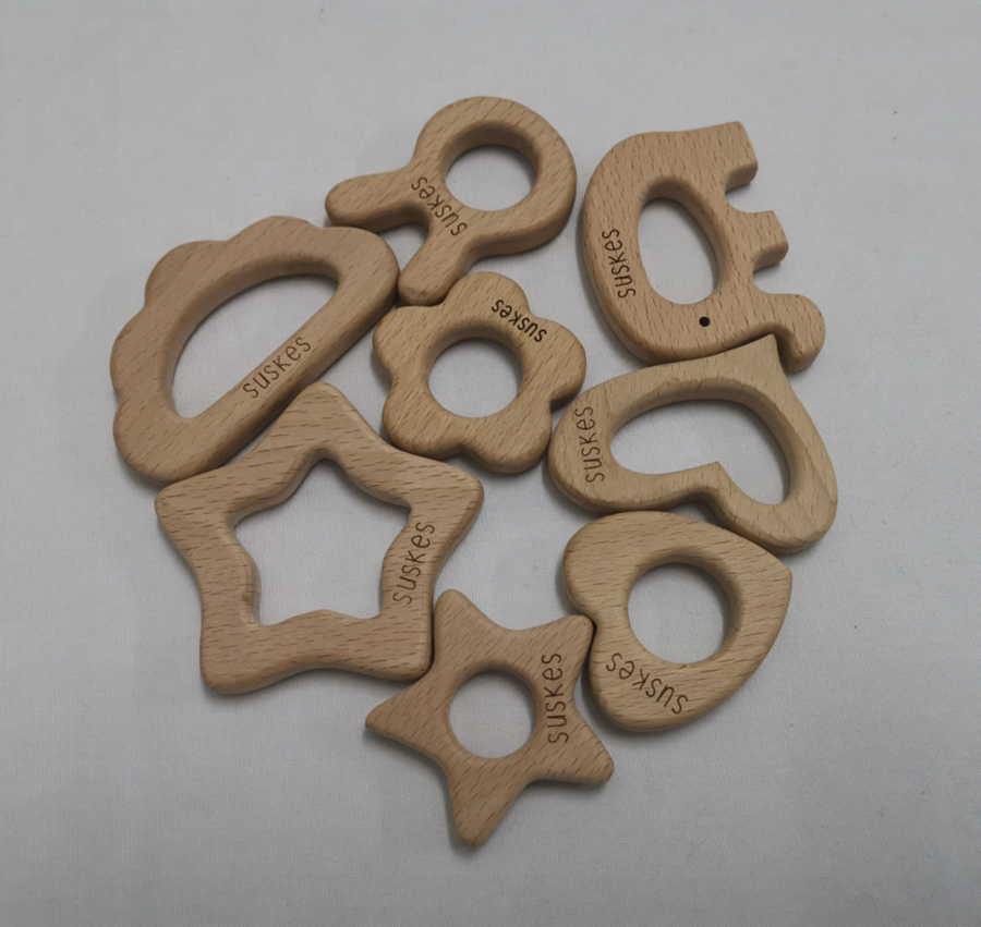 Оптовая продажа, деревянные детские Прорезыватели для зубов в форме животного с логотипом на заказ