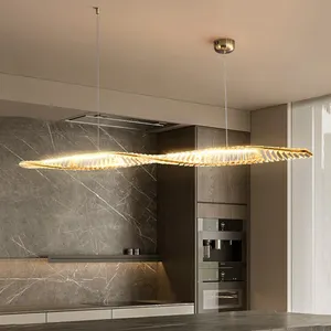 Restaurant ceiling light minimalist corrugated hanging study light wave bar LED indoor decorative lighting fixtures