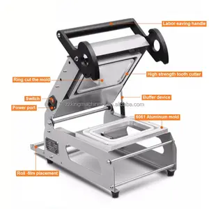 Máquina De Selagem De Bandeja De Plástico Manual Pequena Caixa De Retirar Máquina De Embalagem De Imprensa De Mão Equipamento De Selagem De Alimentos Cozidos