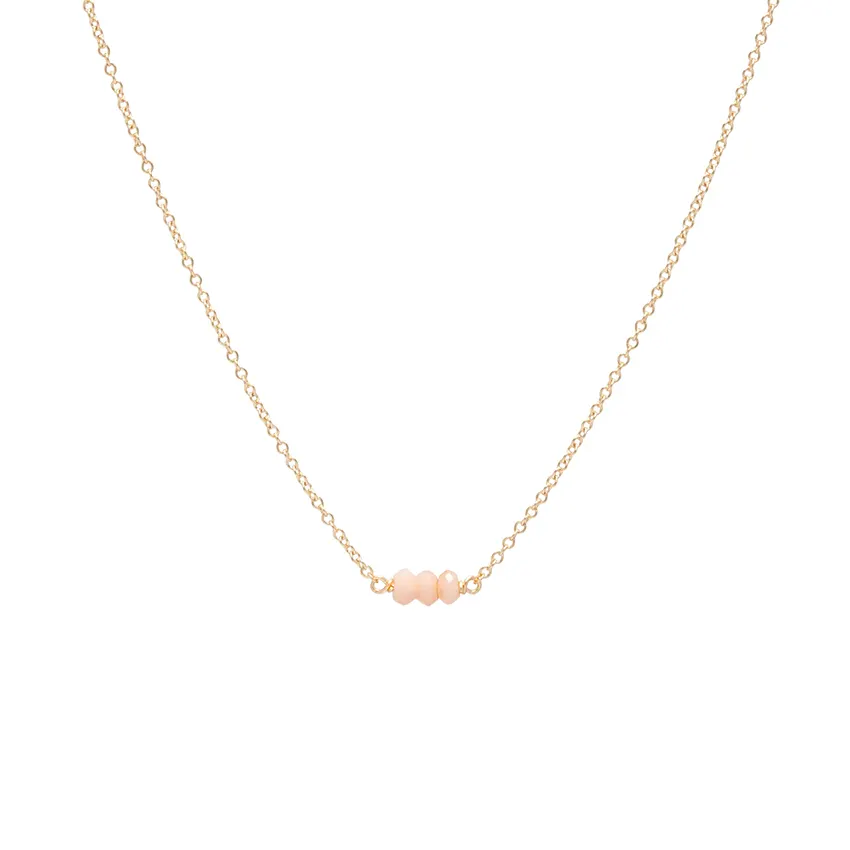 Individuelle 14K Goldplattierung lange Kette drei rosa Perlen-Halskette Großhandel 925 Sterlingsilber-Halsketten Schmuck für Damen