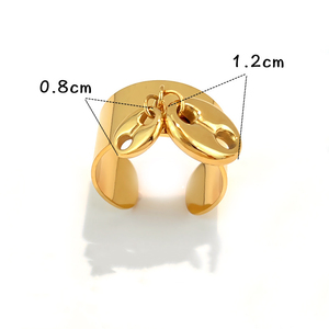 Nueva Llegada de Joyería de Acero Inoxidable, Anillo con Colgante de Flor Geométrica en Acero Inoxidable con Oro de 18K, Múltiples Estilos, para Mujeres y Hombres, Regalo - Product Image 5