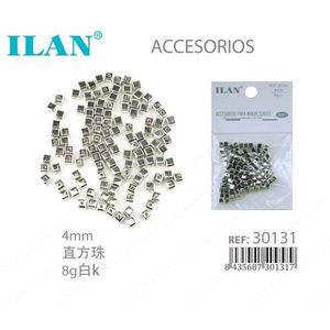 Strass Ilan 4mm Quadrati Argento Bianco 8g Per Accessori Nail Art - Product Image 1