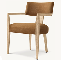 Chaise de salle à manger RH Padua au design italien, structure en chêne américain, revêtement en lin - Portable, légère, personnalisable pour appartement, villa
