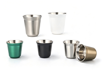 Tasse de bureau isotherme de luxe classique italienne en acier inoxydable écologique, mini tasse à café de camping personnalisée, maintien au chaud du thé pendant 6 heures