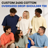 T-shirt en coton décontracté unisexe grande taille, coupe ample, couleur unie, confortable, manches courtes, style vintage, 240 g/m², OEM ODM