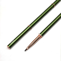 Nouvelle tendance : Pinceau à ongles 2-en-1 double embout avec manche métallique vert pour extensions de cheveux en nylon et détails de peinture