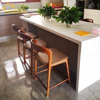Tabourets modernes en bois et cuir pour îlot de cuisine, chaise haute de comptoir de petit-déjeuner, tabourets de bar de luxe
