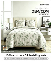 Ensemble de draps en coton imprimé, housse de couette 100% coton avec motif imprimé, literie en coton confortable pour un usage quotidien