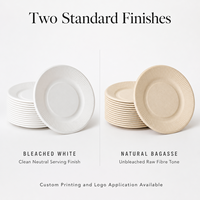 Assiette ronde de 6 pouces en pulpe de bagasse, vaisselle moulée en fibre naturelle, bord côtelé, pour l'emballage alimentaire, la boulangerie et la restauration