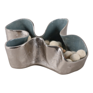 Ciotola decorativa astratta in alluminio per bancone cucina, decorazione per la casa in stile costiero, centrotavola per tavolino da caffè - Product Image 2