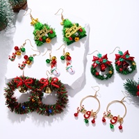 Boucles d'oreilles de Noël tendance en alliage exquis, motifs cloche, bonhomme de neige, renne et homme en pain d'épices, collection HL à succès