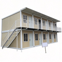 Maison conteneur préfabriquée sur mesure en gros, à assemblage rapide, mobile, double étage, 3-en-1, en kit, avec escalier extérieur
