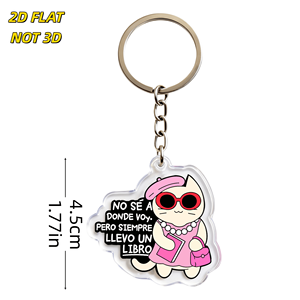 Llavero de acrílico con diseño de gato y cita en español: No sé a dónde voy, pero siempre llevo un libro, con gafas y <span class=keywords><strong>boina</strong></span> rosa, colgante duradero - Product Image 2
