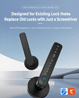 Poignée de porte intelligente avec empreinte digitale Tuya/TTLock, contrôle à distance par application, Cloud/Wi-Fi, alliage d'aluminium, entrée sans clé, porte en bois