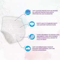 Culottes absorbantes jetables Lady Kitty pour femmes, en coton biologique respirant et biodégradable, serviettes hygiéniques menstruelles