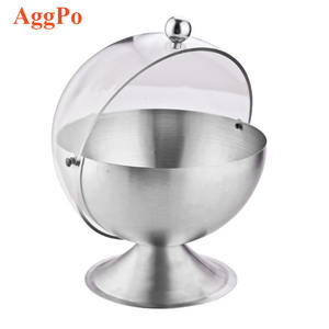 Acero inoxidable 304 almacenamiento de alimentos cremas de azúcar <span class=keywords><strong>ugar</strong></span> Pot Sugar Bowll con tapa visible de PP - Product Image 2