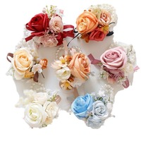 Perlengkapan Pernikahan Yi Yage 357 Bunga Kain Buatan untuk Tamu Pesta Pengantin Pria Pengantin Wanita Boutonnieres Corsage Pergelangan Tangan Mawar Kantong OPP