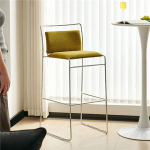 Tabouret de bar minimaliste avec structure métallique, dossier haut, design stable pour bar et usage commercial, style moderne - Product Image 5