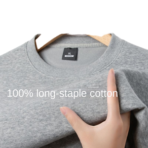 Suéter pesado de 320g para <span class=keywords><strong>hombre</strong></span>, cuello redondo de algodón puro de alta calidad, cuello alto, <span class=keywords><strong>camisa</strong></span> Base informal, patrón sólido para primavera Otoño, niños y hombres - Product Image 2