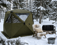 Tente de sauna Warmfire Eco Oxford carrée, triple couche, imperméable, avec structure en fibre de verre, respirante, 4 saisons, pop-up, pour le camping en plein air