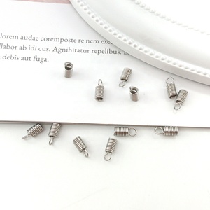 Пружинные обжимные застежки из нержавеющей стали с серебристым кожаным шнурком, концы, заглушки, соединители для изготовления браслетов, ожерелья, ювелирных изделий - Product Image 5