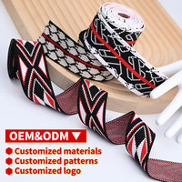 Sangle en jacquard tricoté OEM d'usine 40MM, sangle en polyester imprimée sur mesure, sangle en jacquard tricoté colorée pour vêtements