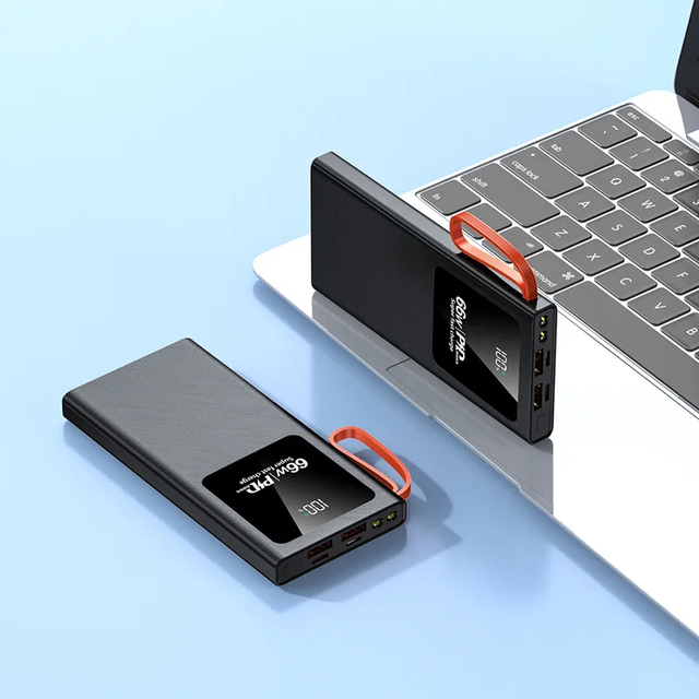 Slim 10000mah Fast Charging PD 66W Portable Power Banks with Flashlight Handle USB-C Output for iPhone 15