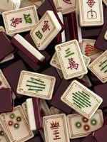 Jeu de Mahjong américain en acrylique rouge vin Nature Journey, poli à la main, jeu de société et divertissement