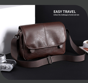 Borsa a Tracolla in Pelle PU per Uomo con Logo Personalizzato, Stile Retrò Europeo Classico Espandibile Tipo <span class=keywords><strong>Postino</strong></span> - Product Image 3