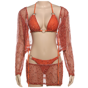 Benutzer definiertes Logo Basic Solid Women Sexy <span class=keywords><strong>Bikini</strong></span> Doppel liniertes nahtloses Neckholder-BH-Oberteil mit G-<span class=keywords><strong>String</strong></span>-Tanga-Mini-<span class=keywords><strong>Bikini</strong></span>-Set-Bade bekleidung - Product Image 4