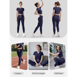 Pantalones Médicos para Mujer, Color Azul Marino, Cintura Media, con Cordón Ajustable, Bolsillos con Cremallera, Estilo Jogger, Uniformes de Hospital, Tejido Suave de Mezcla de Algodón - Product Image 5