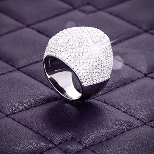 GRA Hip Hop buzlu Out Bling 925 ayar gümüş Pass elmas Tester VVS Moissanite küme Signet küp yüzük erkekler için - Product Image 2