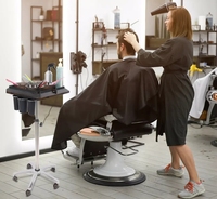 Plateau d'organisation intelligent pour coiffure Chariot à plateau d'extension de cheveux de Salon de beauté en acier inoxydable noir pliant mobile