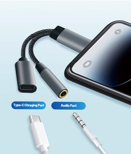 <span class=keywords><strong>Cable</strong></span> Adaptador de <span class=keywords><strong>Tipo</strong></span> C a Conector para Auriculares <span class=keywords><strong>2</strong></span> en 1, Doble <span class=keywords><strong>Tipo</strong></span> C con Blindaje Trenzado, <span class=keywords><strong>Carga</strong></span> Rápida de 3A, Conector de Audio Auxiliar para Cámara - Product Image 5